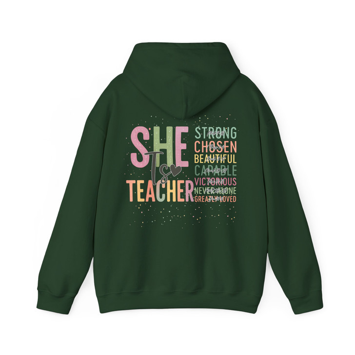 She Is Teacher Christian Bible Verse Back To School Gift Adult Hoodie S-5XL