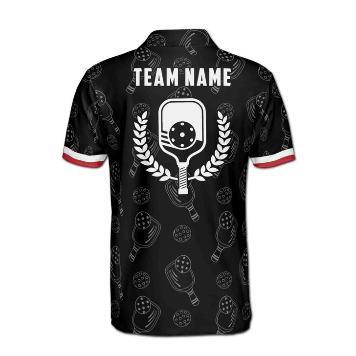 Custom Name Pickleball Paddle Wreath USA Black 3D Men's Polo Shirt S-5XL