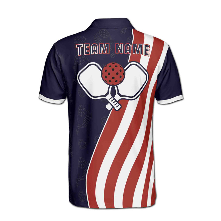 Custom Name Pickleball Paddle Wreath USA Purple 3D Men's Polo Shirt S-5XL
