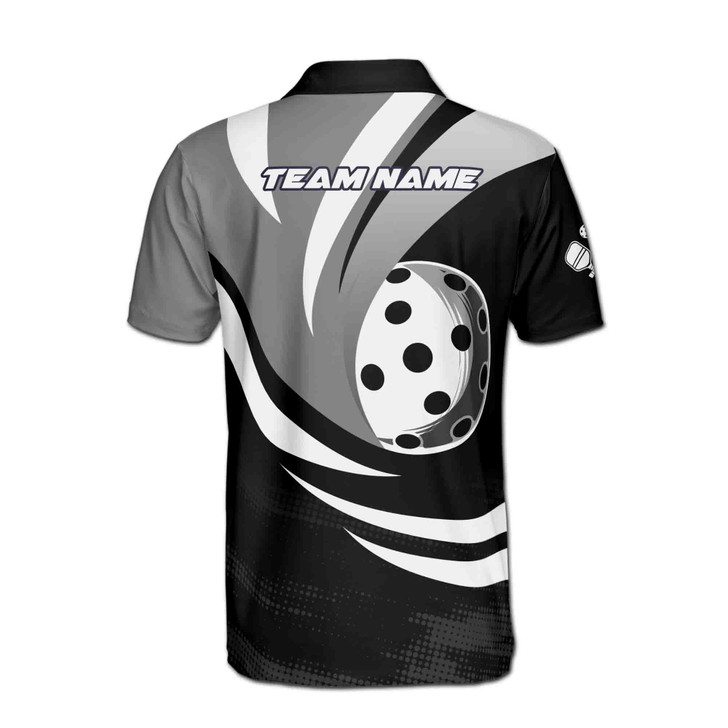 Custom Name Pickleball Paddle Twist Black White 3D Men's Polo Shirt S-5XL