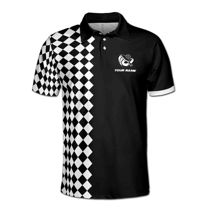 Custom Name Pickleball Paddle I'd Hit That Black White 3D Men's Polo Shirt S-5XL