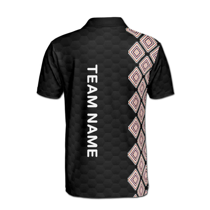 Custom Name Pickleball Olive Wreath Rug Pattern Black 3D Men's Polo Shirt S-5XL