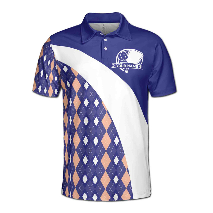 Custom Name Pickleball Paddle All Day Long Blue 3D Men's Polo Shirt S-5XL