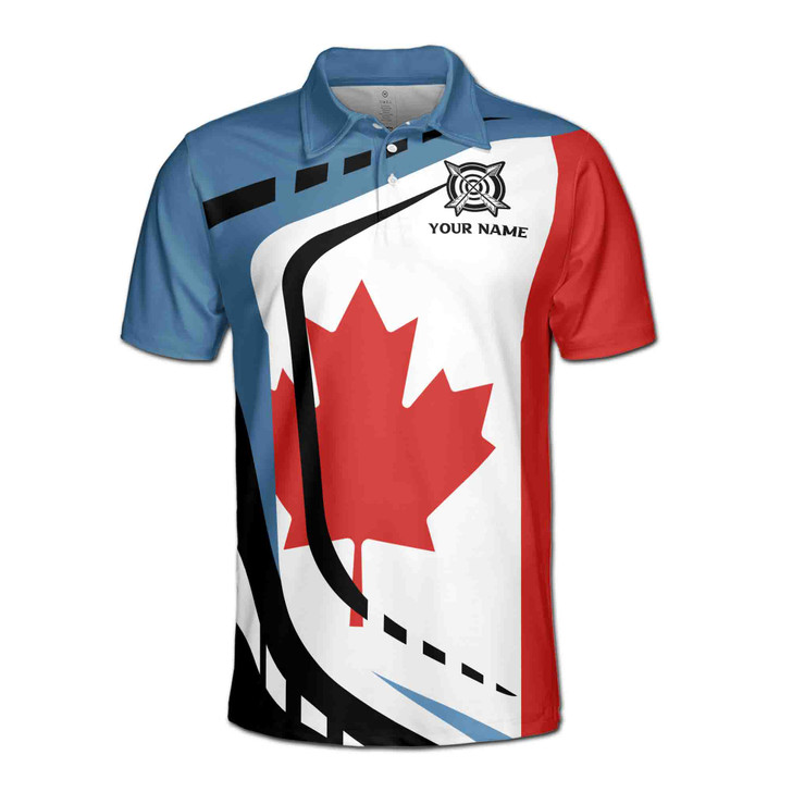 Custom Name Archery Arrow Board Canada White Blue Red 3D Men's Polo Shirt S-5XL