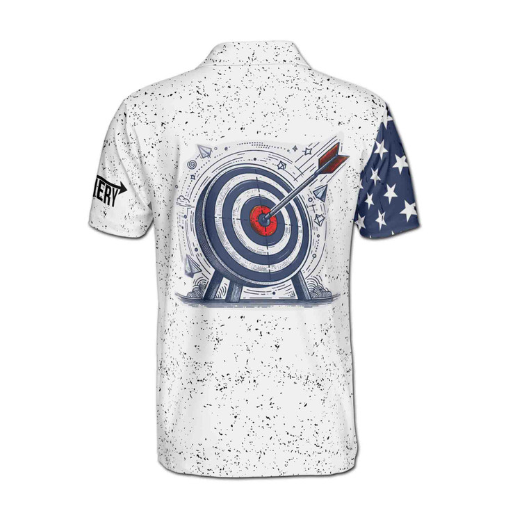 Custom Name Archery Arrow Board Stitches USA White 3D Men's Polo Shirt S-5XL