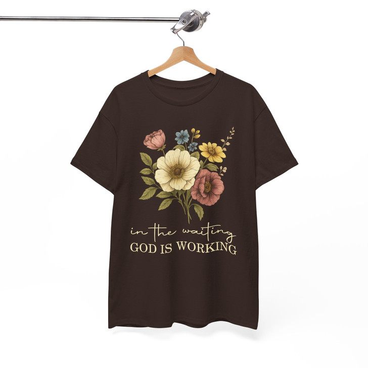 In The Waiting God Is Working Floral Faith Shirt Adult T Shirt S-5XL