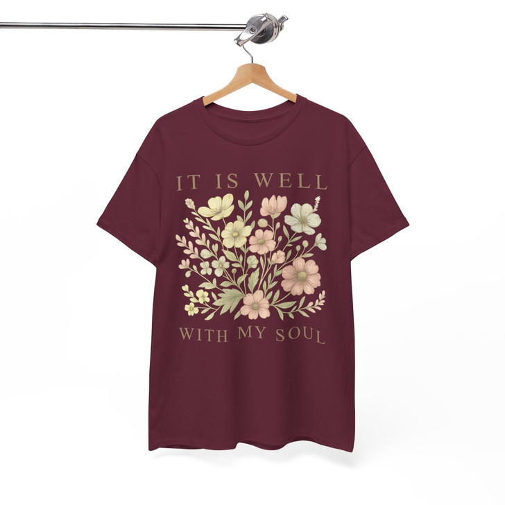 It Is Well With My Soul Vintage Floral Shirt Adult T Shirt S-5XL