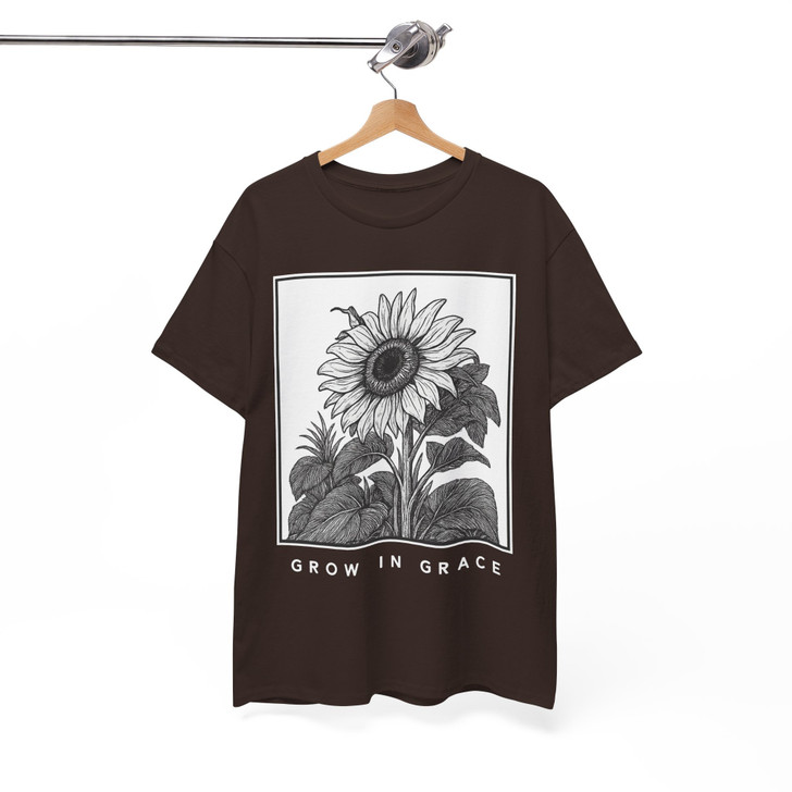 Grow In Grace Sunflower Christian Shirt Adult T Shirt S-5XL