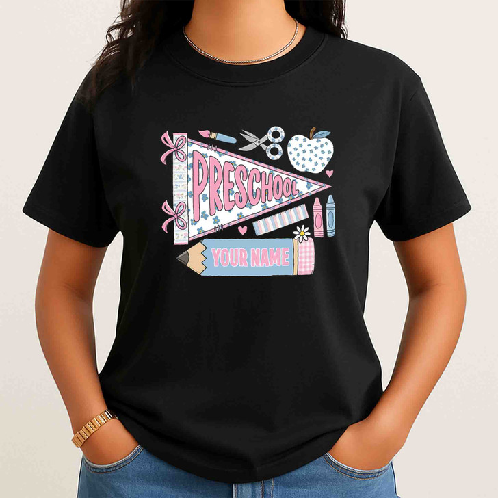 Custom Name Flag Toddler Back To School Shirt Adult T Shirt S-5XL