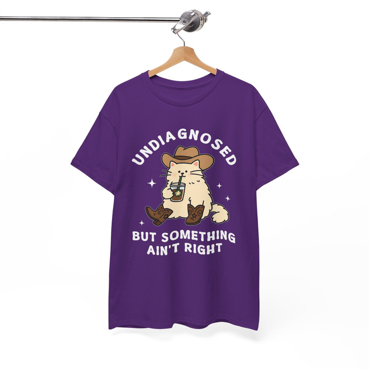 Undiagnosed But Something Aint Right Cowboy Cat Shirt Adult T Shirt S-5XL