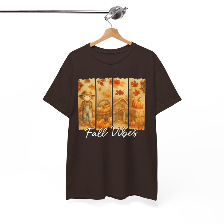 Cute Scarecrow Fall Vibes Autumn Shirt Adult T Shirt S-5XL