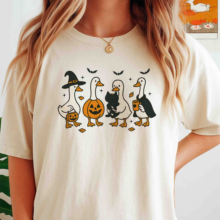 Silly Goose Ghost Pumpkin Halloween Shirt Adult T Shirt S-5XL