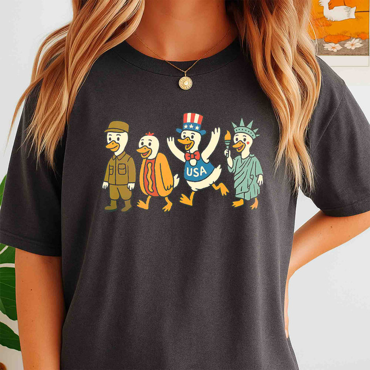 4th Of July USA Goose Funny Patriotic Shirt Adult T Shirt S-5XL