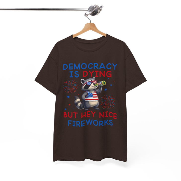Funny Raccoon Protest Democracy Shirt Adult T Shirt S-5XL