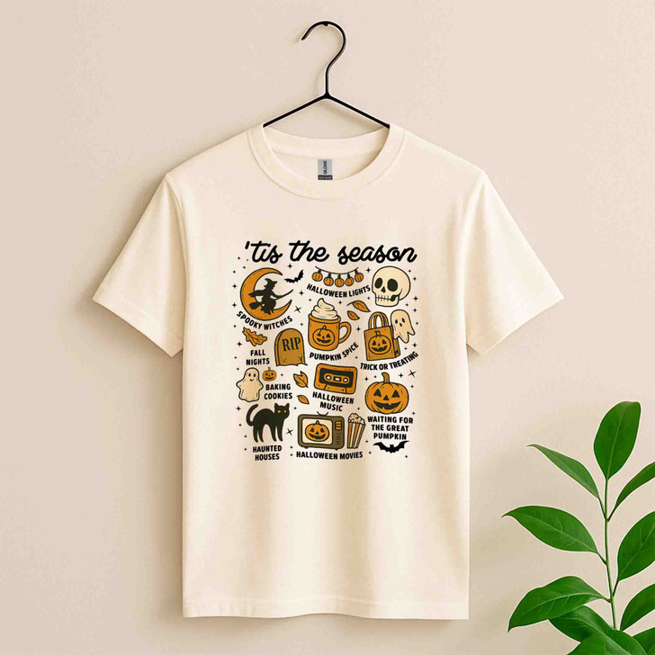 Vintage Halloween Pumpkin Witch Shirt Adult T Shirt S-5XL