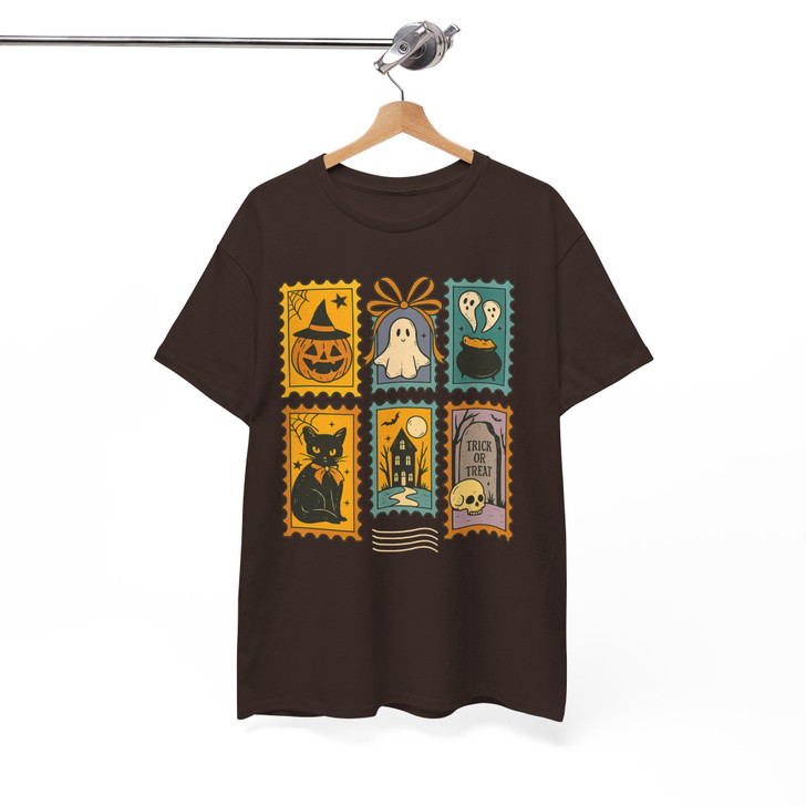 Cute Ghost Pumpkin Cat Retro Halloween Shirt Adult T Shirt S-5XL