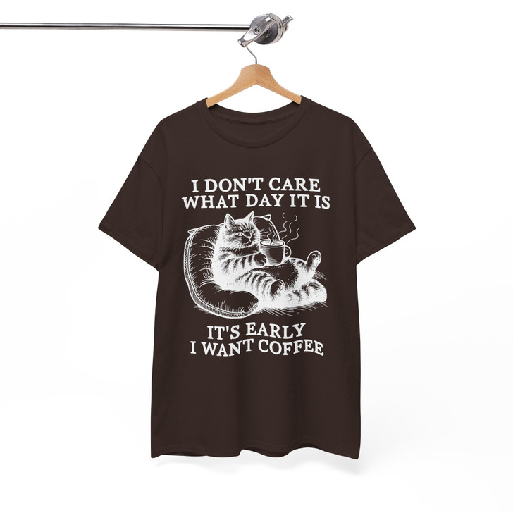 Cat Coffee Retro Meme Shirt Adult T Shirt S-5XL