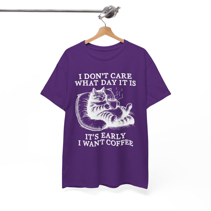 Cat Coffee Retro Meme Shirt Adult T Shirt S-5XL