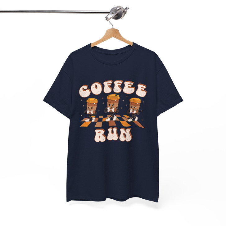 Retro Coffee Run Funny Coffee Shirt Adult T Shirt S-5XL