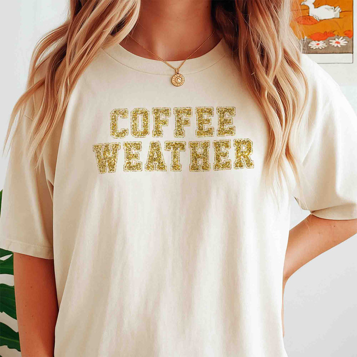 Retro Coffee Weather Glitter Design Shirt Adult T Shirt S-5XL