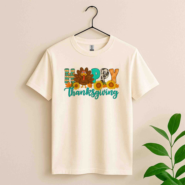 Happy Thanksgiving Cute Turkey Fall Shirt Adult T Shirt S-5XL