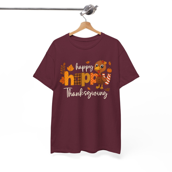 Happy Happy Thanksgiving Cute Turkey Shirt Adult T Shirt S-5XL