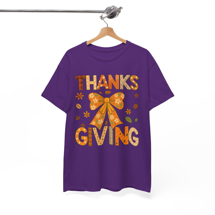 Coquette Bow Thanksgiving Cute Fall Shirt Adult T Shirt S-5XL