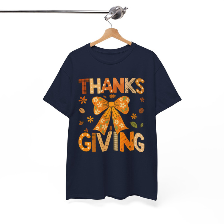 Coquette Bow Thanksgiving Cute Fall Shirt Adult T Shirt S-5XL