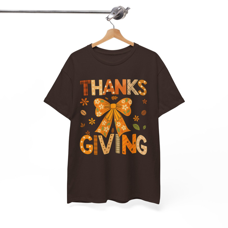 Coquette Bow Thanksgiving Cute Fall Shirt Adult T Shirt S-5XL