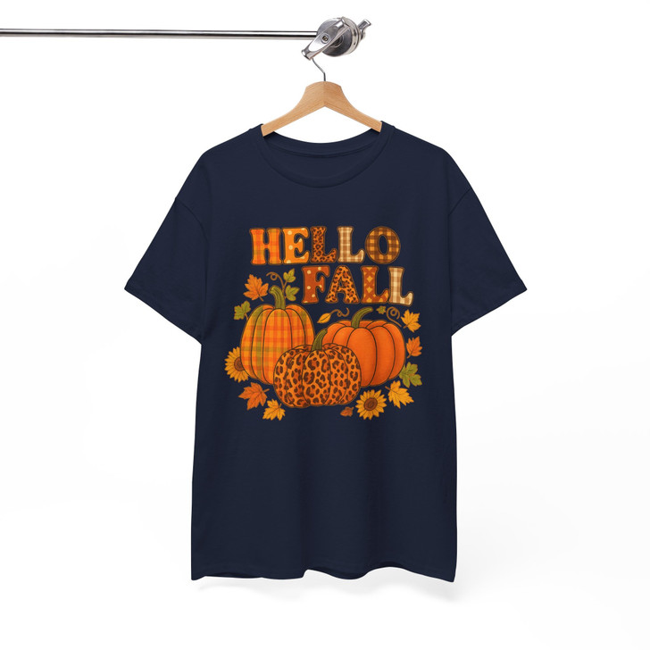 Hello Fall Cute Autumn Thanksgiving Shirt Adult T Shirt S-5XL
