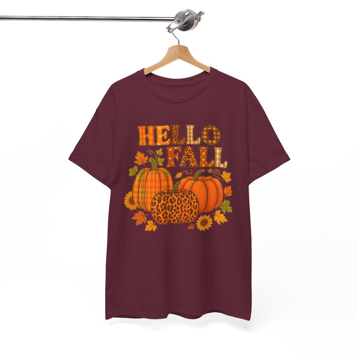 Hello Fall Cute Autumn Thanksgiving Shirt Adult T Shirt S-5XL