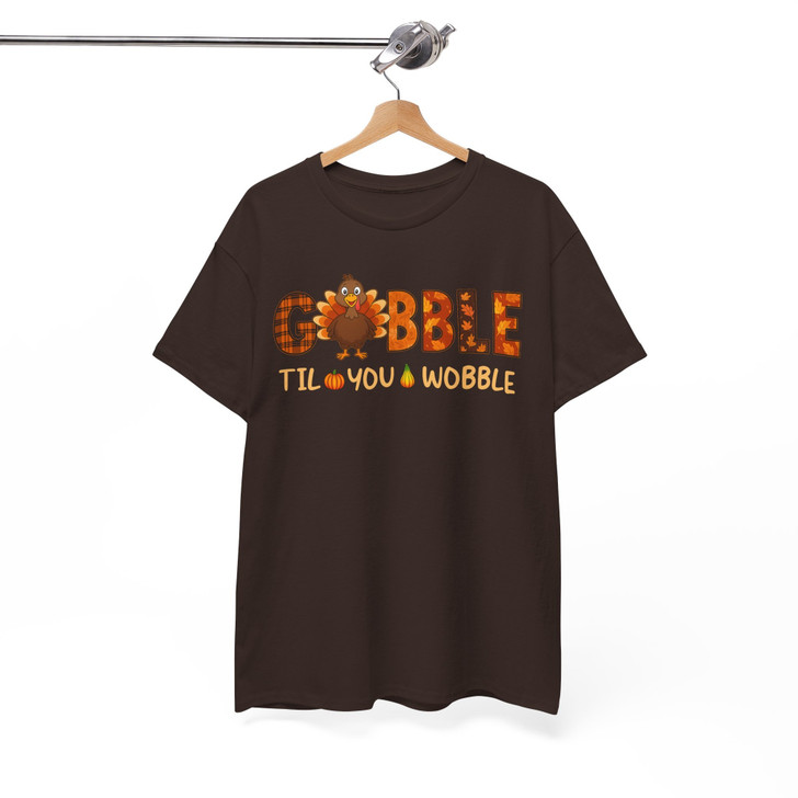 Gobble Til You Wobble Funny Turkey Shirt Adult T Shirt S-5XL