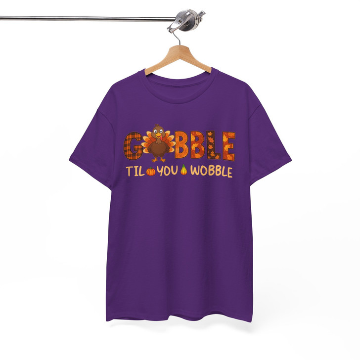 Gobble Til You Wobble Funny Turkey Shirt Adult T Shirt S-5XL