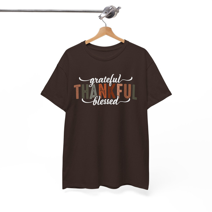 Thankful Grateful Blessed Pumpkin Shirt Adult T Shirt S-5XL