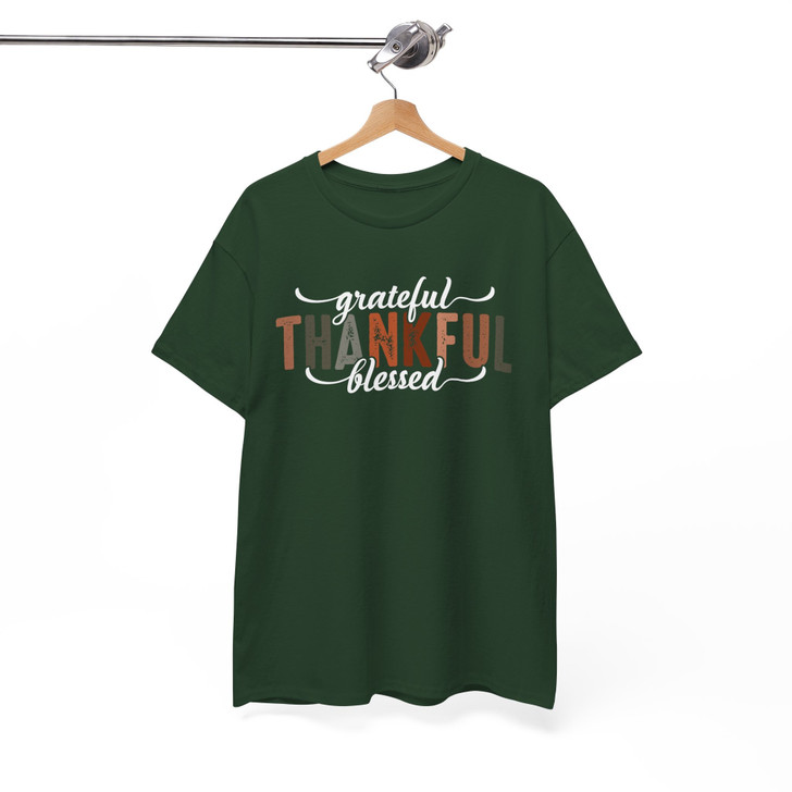 Thankful Grateful Blessed Pumpkin Shirt Adult T Shirt S-5XL