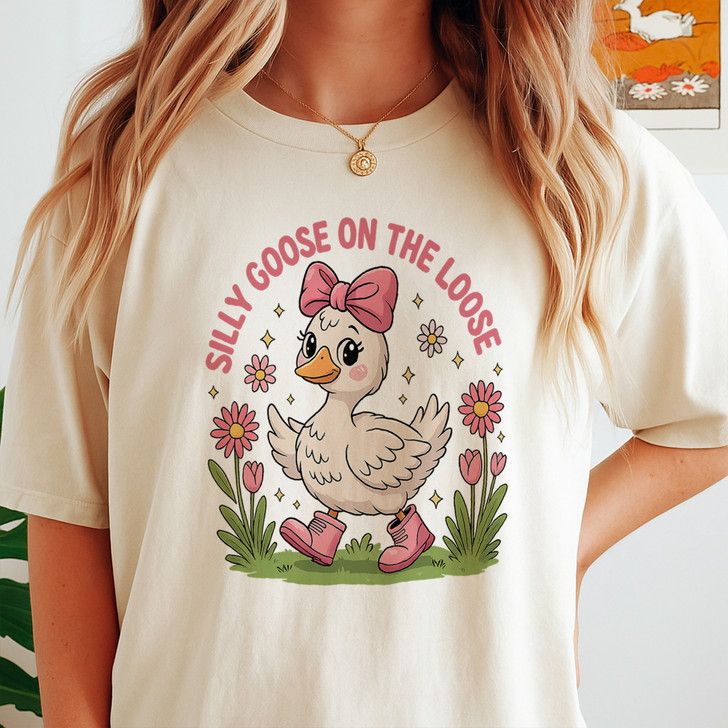 Silly Goose On The Loose Funny Goose Shirt Adult T Shirt S-5XL