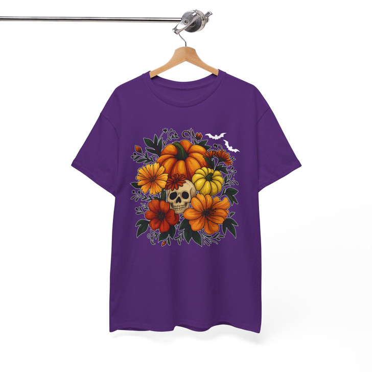 Retro Floral Pumpkin Preppy Halloween Shirt Adult T Shirt S-5XL