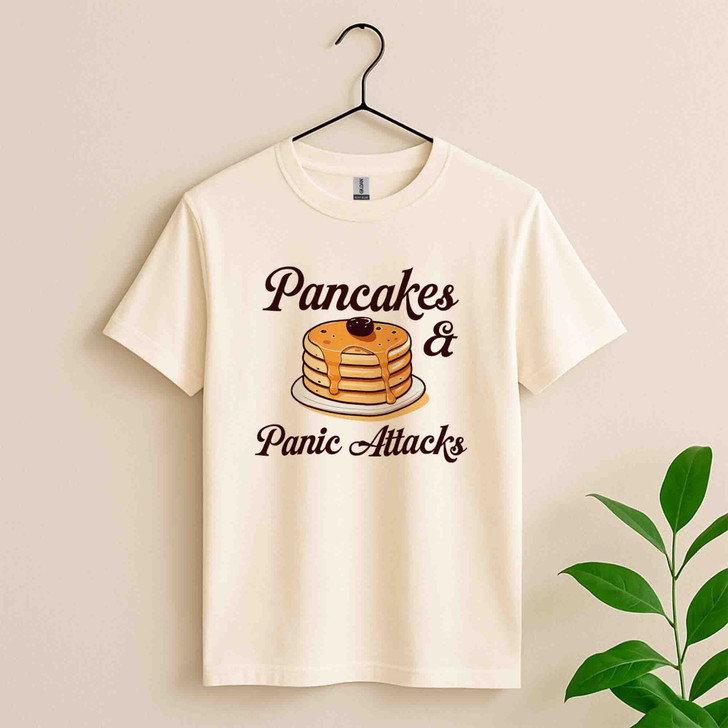Pancakes And Panic Attacks Retro Mental Health Shirt Adult T Shirt S-5XL