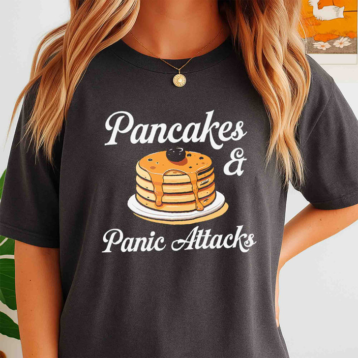Pancakes And Panic Attacks Retro Mental Health Shirt Adult T Shirt S-5XL