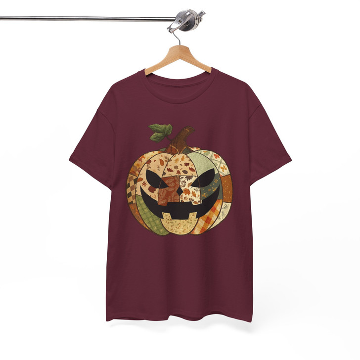 Retro Patchwork Halloween Pumpkin Shirt Adult T Shirt S-5XL