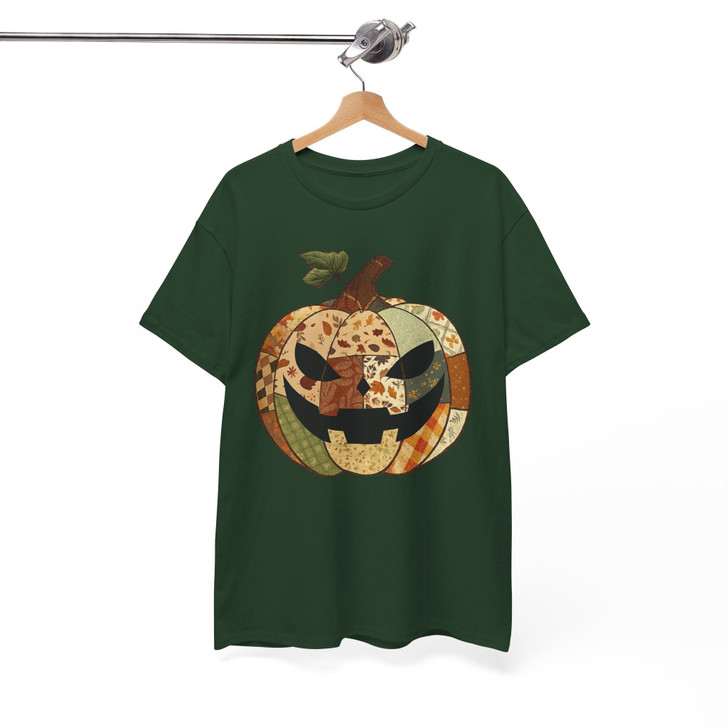 Retro Patchwork Halloween Pumpkin Shirt Adult T Shirt S-5XL