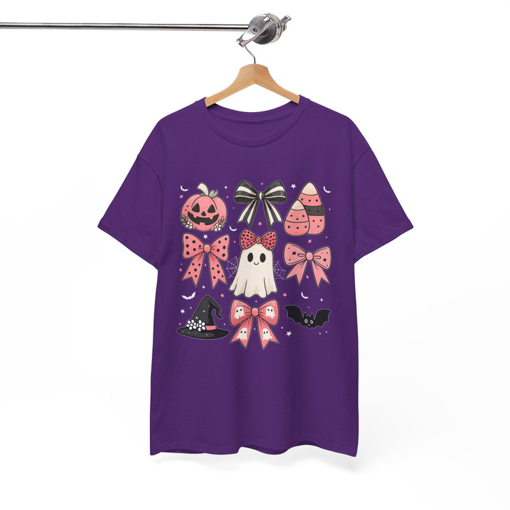 Pink Bow Coquette Halloween Pumpkin Shirt Adult T Shirt S-5XL