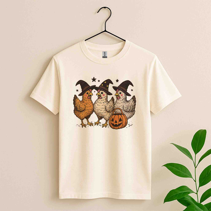 Pumpkin Chicken Fall Retro Halloween Shirt Adult T Shirt S-5XL