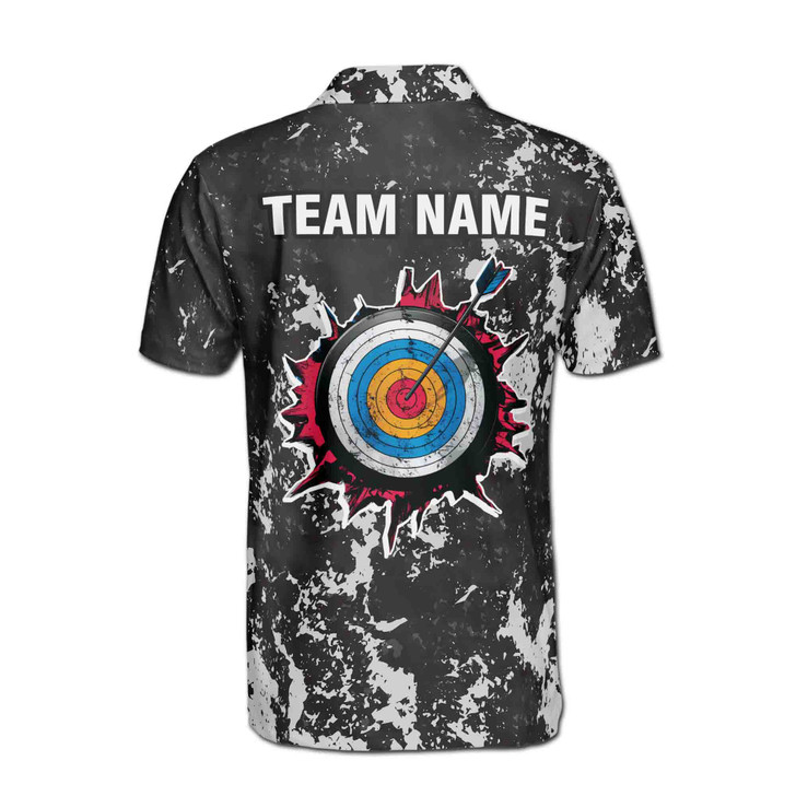 Custom Name Archery Arrow Board USA Grunge Black White 3D Men's Polo Shirt S-5XL
