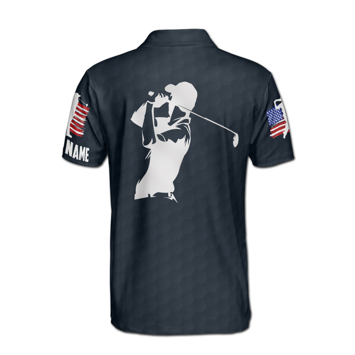 Custom Name Golf Player USA Flag Dark Blue 3D Men's Polo Shirt S-5XL
