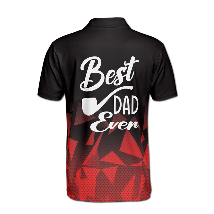Custom Name Best Dad Ever Gift for Father Black Red Men's Polo Shirt S-5XL