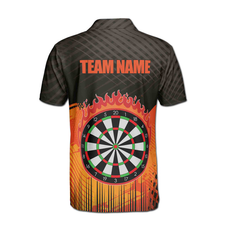 Custom Name Darts Eagle Black Orange 3D  Men's Polo Shirt S-5XL