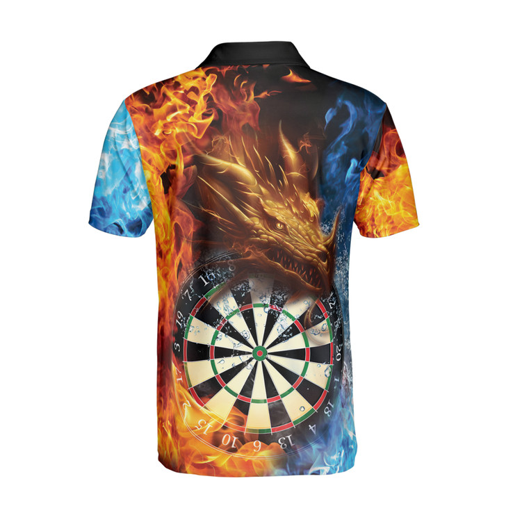 Customize Name Fire and Ice Dragon Dartboard 3D Men's Polo Shirt S-5XL, Gift for Dart Lovers