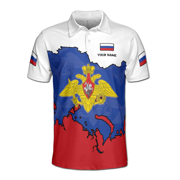 Custom Name Russia Flag Coat of Arms White Blue Red 3D Men's Polo Shirt S-5XL