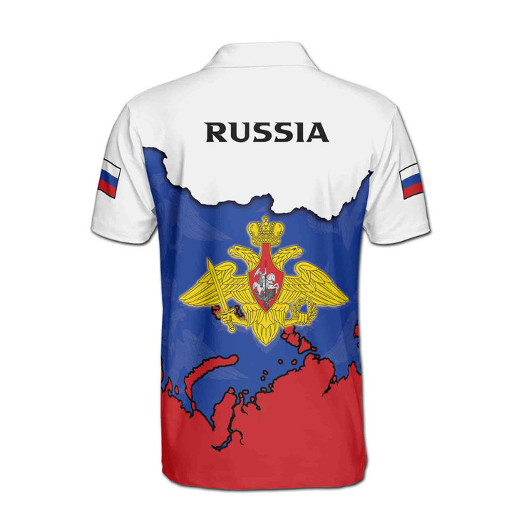 Custom Name Russia Flag Coat of Arms White Blue Red 3D Men's Polo Shirt S-5XL